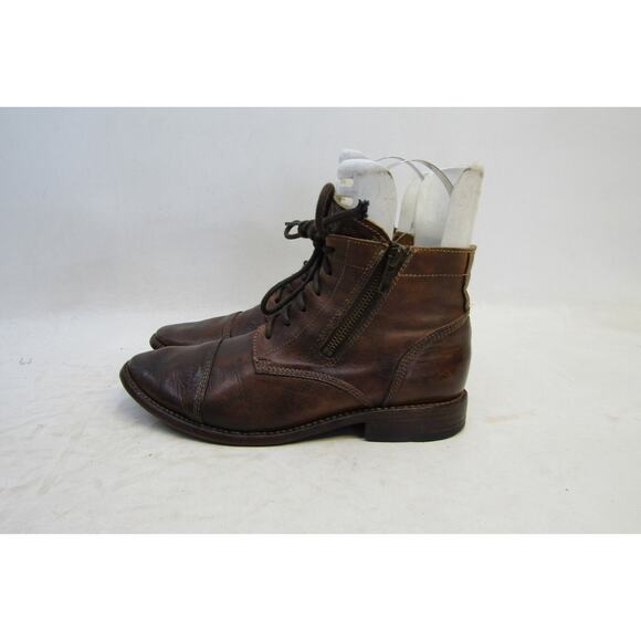 BED STU Womens Size 8.5 M Brown Leather Zip Lace Up Ankle Casual Booties